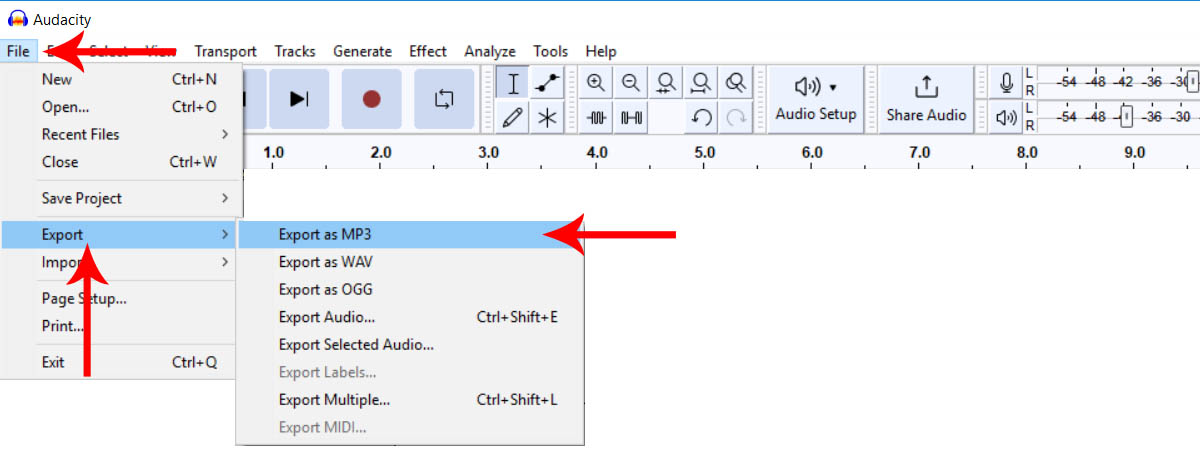 Export Your Recording from audacity
